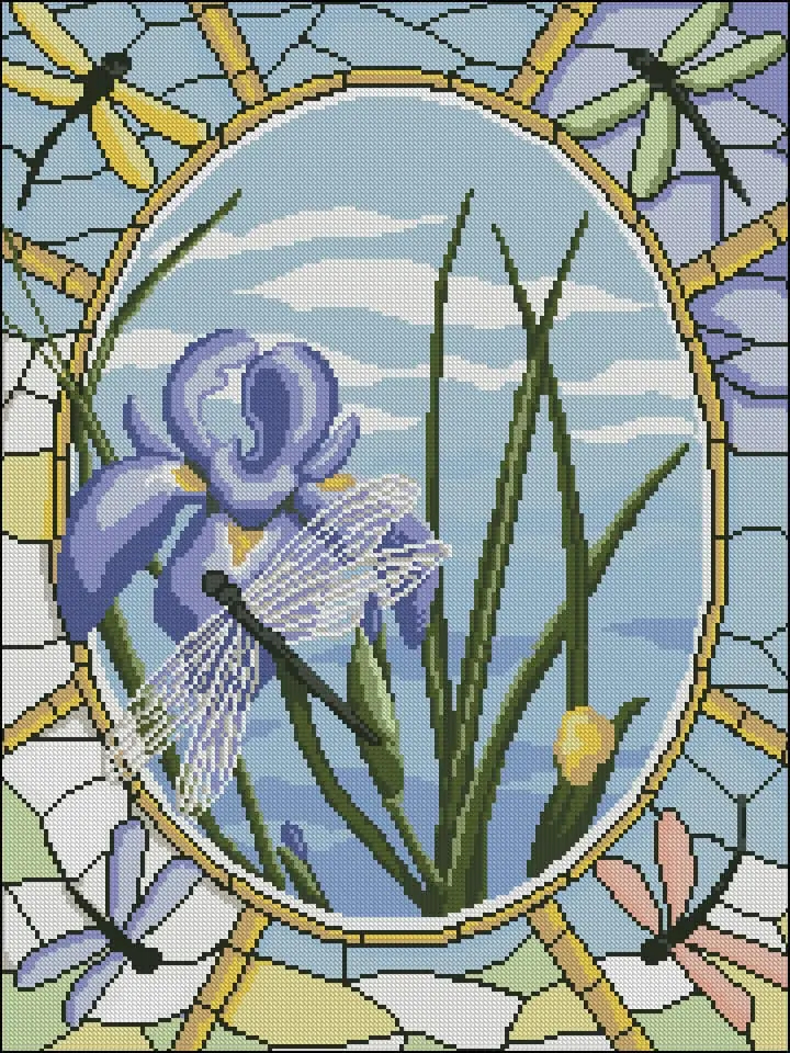 Iris Stained Glass cross stitch Design Free Cross stitch Patterns - Stained Glass Cross Stitch Patterns