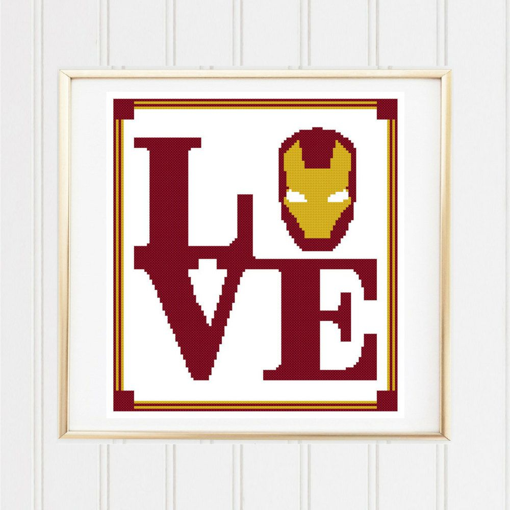 Iron Man Cross Stitch Pattern Marvel Avengers Chart - Iron Man Cross Stitch Pattern