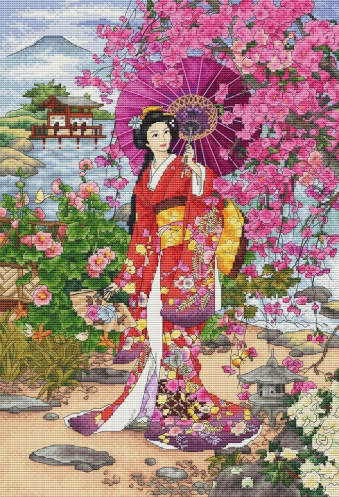 Japanese Garden Cross Stitch Pattern Code ME 167 Kate Meshkova Buy  - Japanese Garden Cross Stitch Pattern