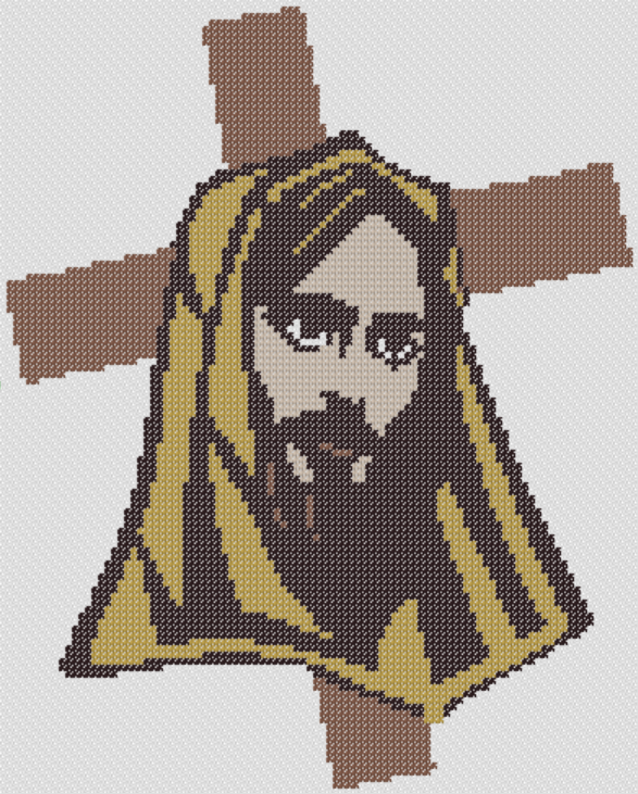 Jesus And The Cross Portrait Free Printable Easter Cross Stitch  - Religious Easter Cross Stitch Patterns Free