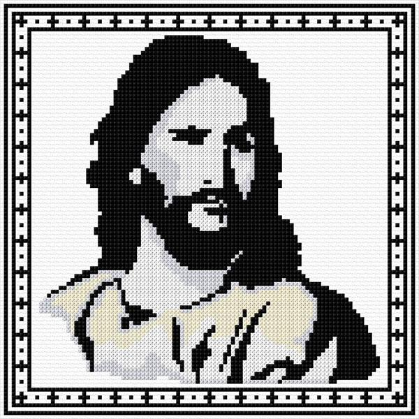 Jesus Cross Stitch Designs - Face Of Jesus Cross Stitch Pattern