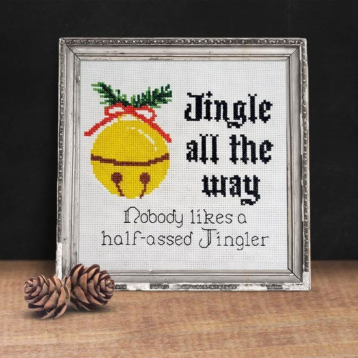  Jingle All The Way Half Assed Jingler Christmas Sleigh Bells Cross  - Jingle Bells Cross Stitch Pattern