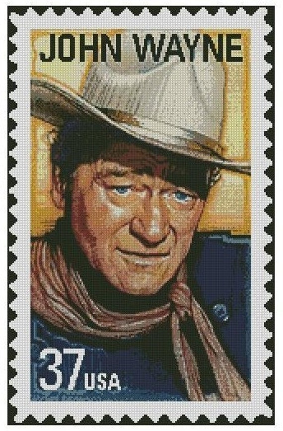 John Wayne Stamp Cross Stitch E Pattern - John Wayne Cross Stitch Pattern