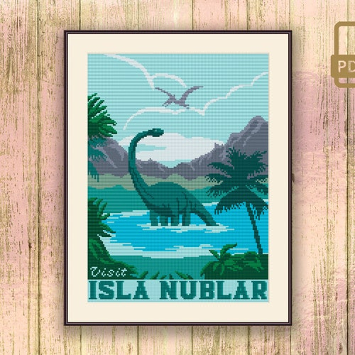 Jurassic Park Cross Stitch Pattern Dinosaur Cross Stitch Etsy - Jurassic Park Cross Stitch Pattern Free