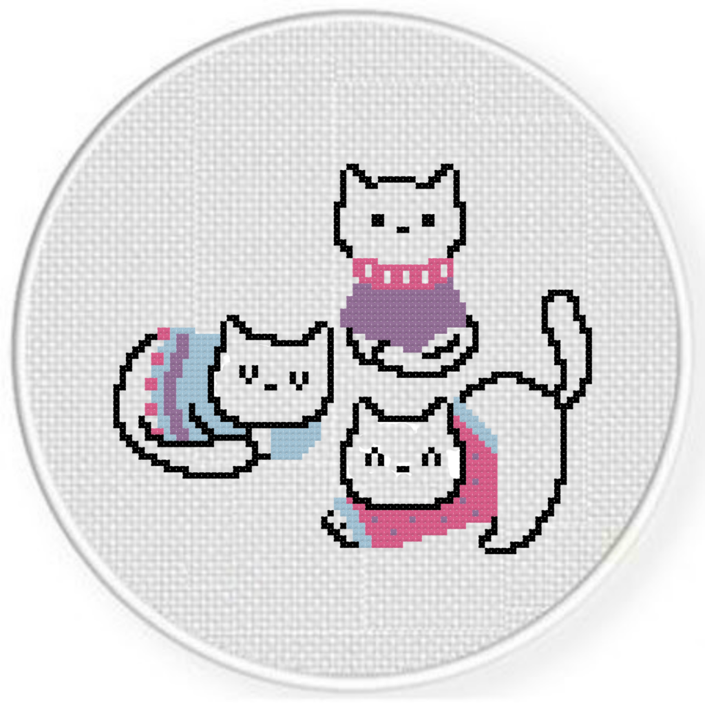 Kitty Cats In Sweaters Cross Stitch Pattern Daily Cross Stitch - Cross Stitch Patterns For Sweaters