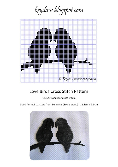 Krydasu Love Birds Cross Stitch Pattern - Love Birds Cross Stitch Pattern