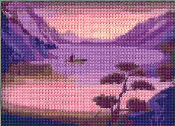 Lake Cross Stitch Designs - Enchanted Lake Cross Stitch Pattern
