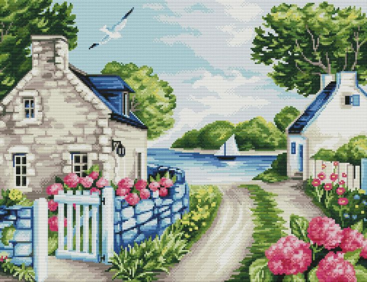 Landscape Cross Stitch Pattern Village Cross Stitch Pattern House  - Snow Village Cross Stitch Pattern