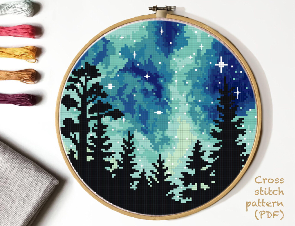 Landscape Modern Cross Stitch Pattern Forest Counted Cross Etsy - Modern Cross Stitch Pattern Book