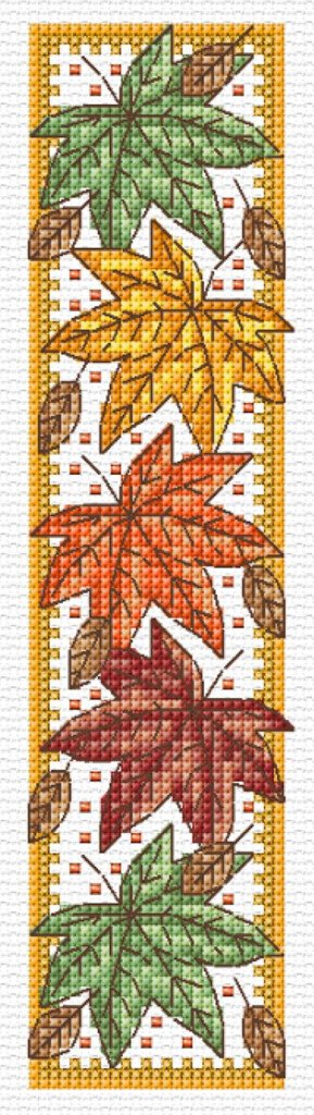 Leaf Bookmark Designed By Durene Jones From The Durene Jones Cross  - Cross Stitch Leaf Border Pattern
