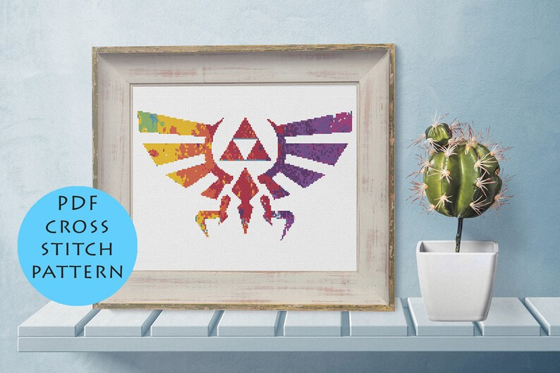 Legend Of Zelda Cross Stitch Pattern Watercolor Hyrule Crest Etsy - Legend Of Zelda Cross Stitch Pattern
