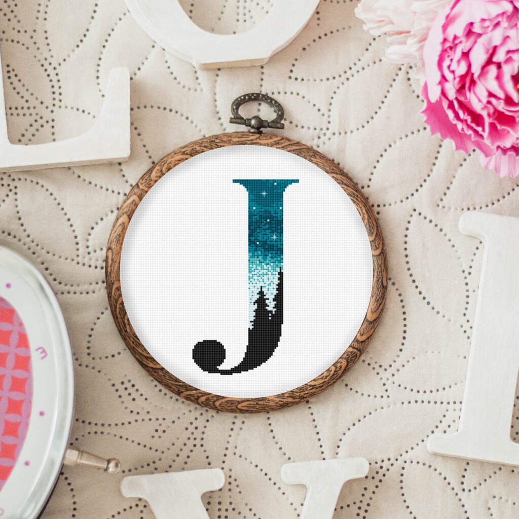 Letter J Cross Stitch Monogram Pattern Modern Alphabet Pattern Etsy - Letter J Cross Stitch Pattern