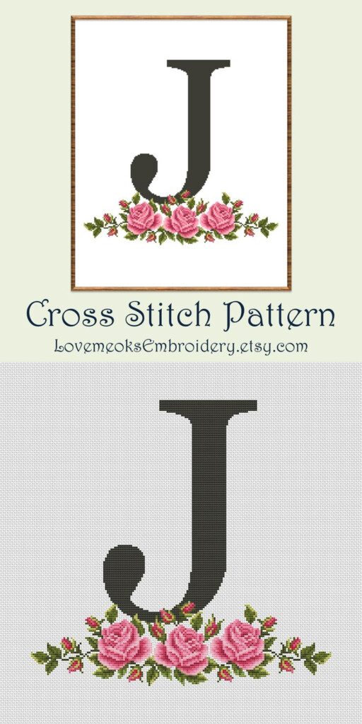 Letter J Cross Stitch Pattern PDF Personalized Baby Girl Etsy Cross  - Letter J Cross Stitch Pattern