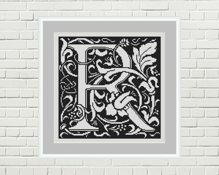 Letter R Monogram Alphabet Monochrome Cross Stitch Pattern Pdf Digital  - Letter R Cross Stitch Pattern