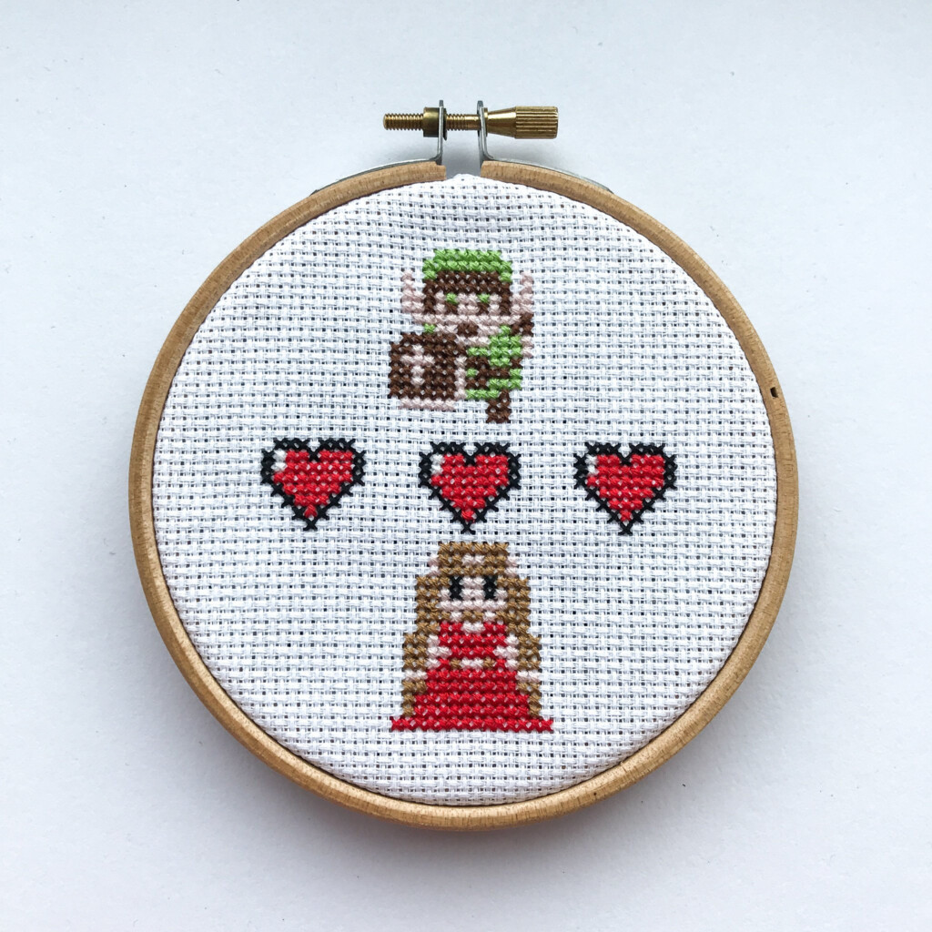 Link And Zelda PATTERN Cross Stitch Nerd With Yarn - Link Zelda Cross Stitch Pattern