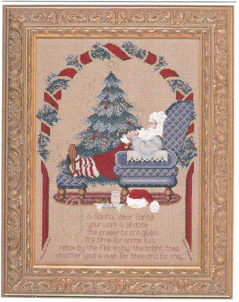 LL54 Secret Santa Lavender lace Printable PDF Cross Stitch Pattern  - Lavender And Lace Santa Cross Stitch Patterns
