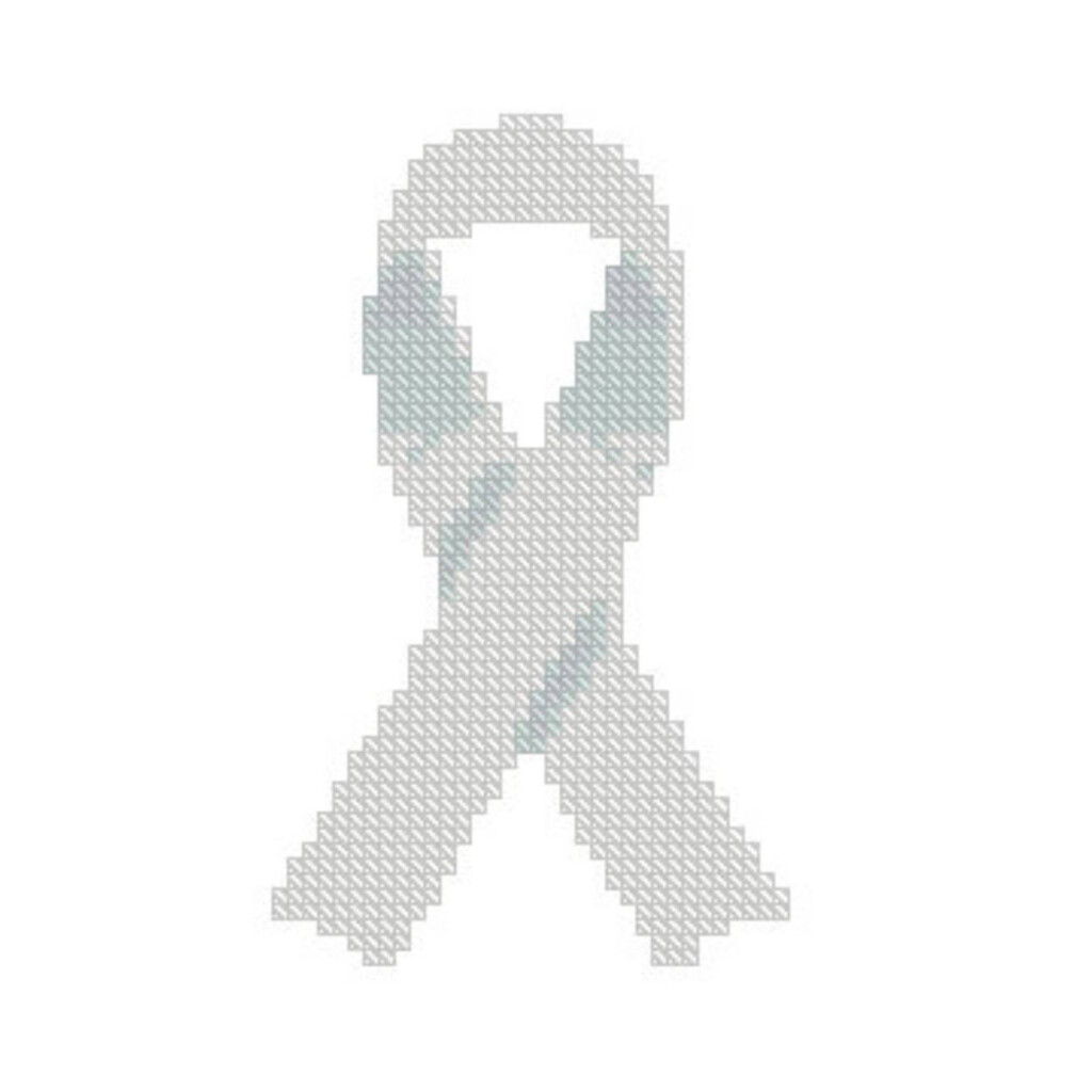 Lung Cancer Ribbon Cross Stitch Pattern Cancer Fundraiser Easy  - Cross Stitch Cancer Ribbon Pattern