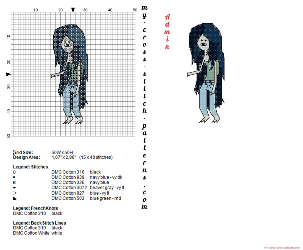 Marceline Adventure Time Character Cross Stitch Pattern Free Cross  - Adventure Time Cross Stitch Pattern