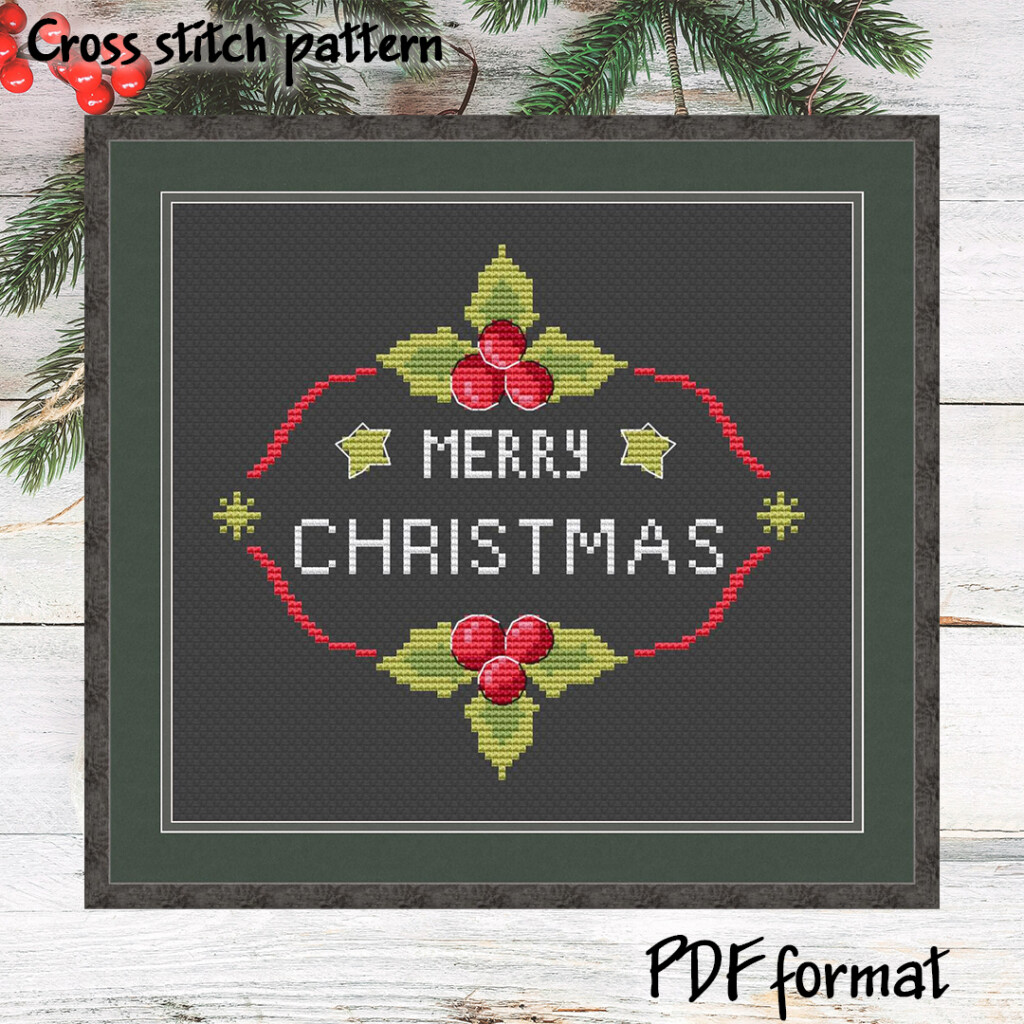 Merry Christmas Cross Stitch Pattern PDF Christmas Xstitch Inspire  - 12 Days Of Christmas Cross Stitch Pattern