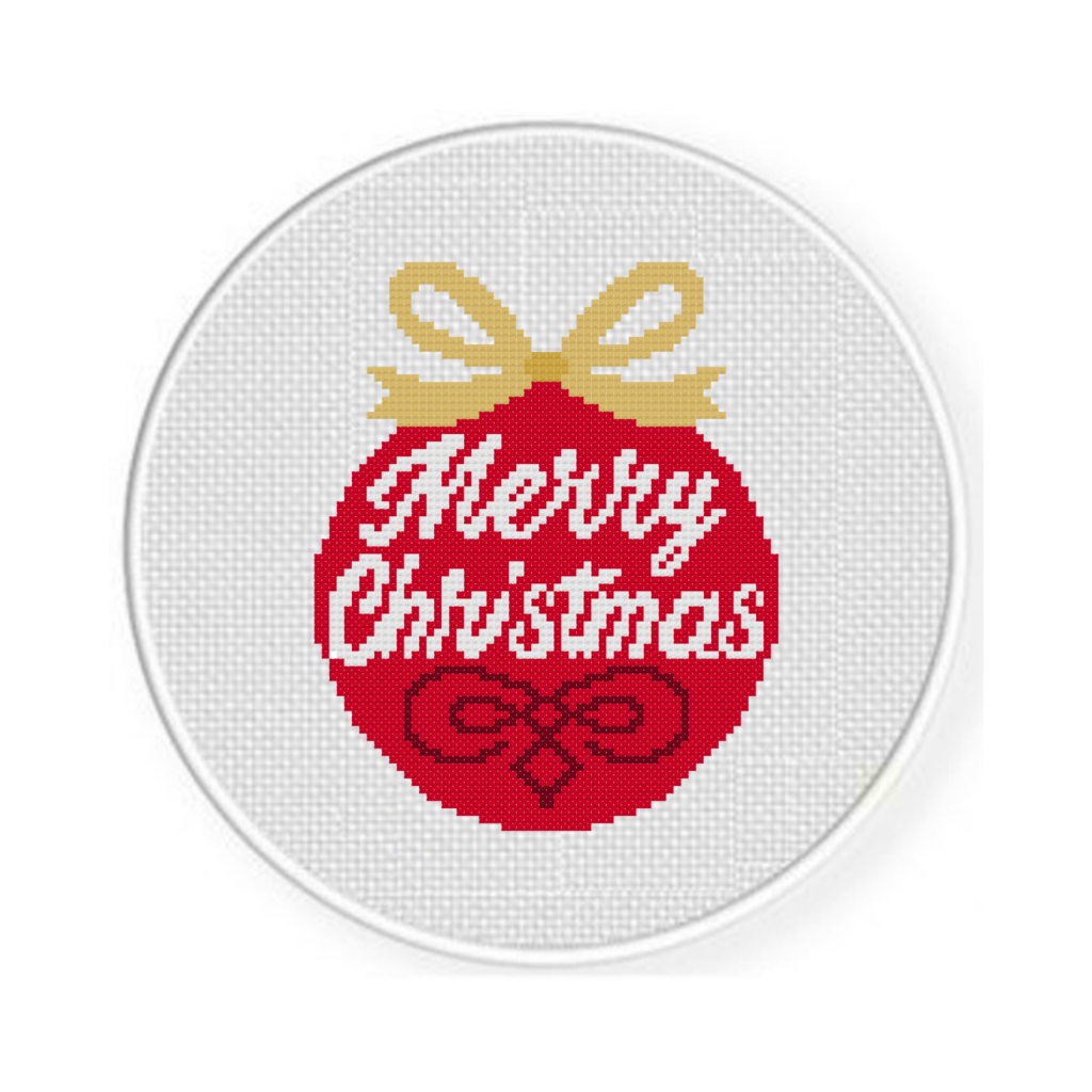 Merry Christmas Ornament Cross Stitch Pattern Daily Cross Stitch - Free Bell Plastic Cross Stitch Pattern