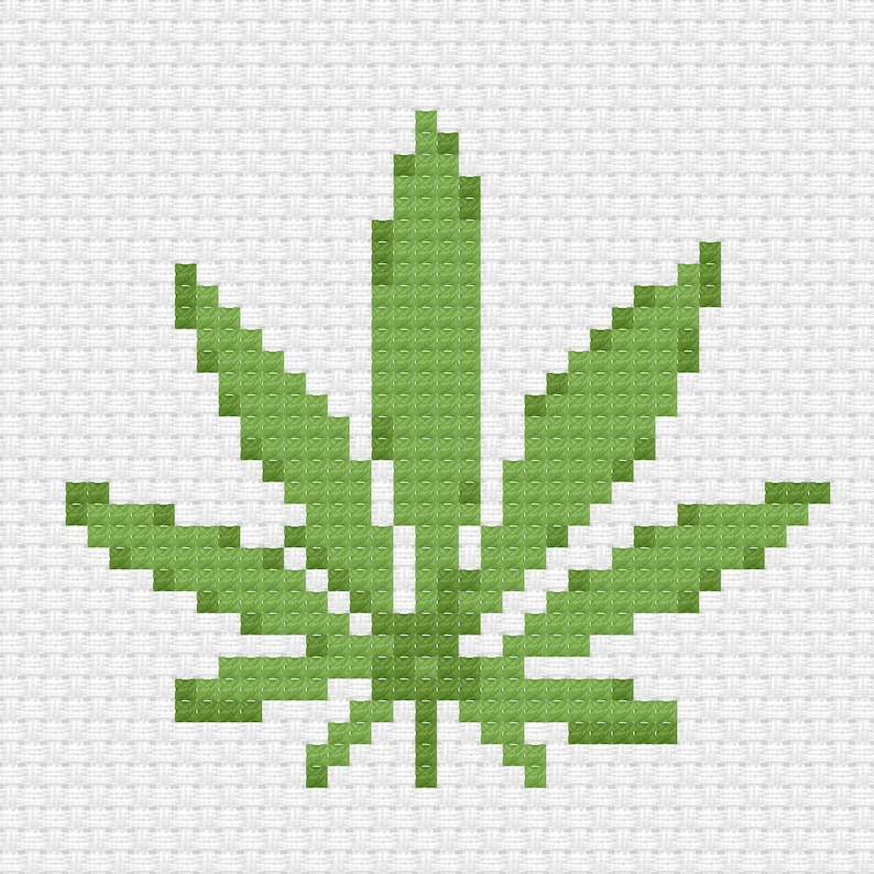 Mini Pot Leaf Cross Stitch Pattern Pdf Digital Download Etsy - Pot Leaf Cross Stitch Pattern