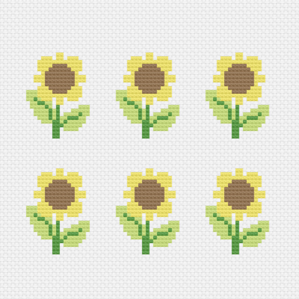 Mini Sunflowers Cross Stitch Pattern Digital Download - Small Sunflower Cross Stitch Pattern Free