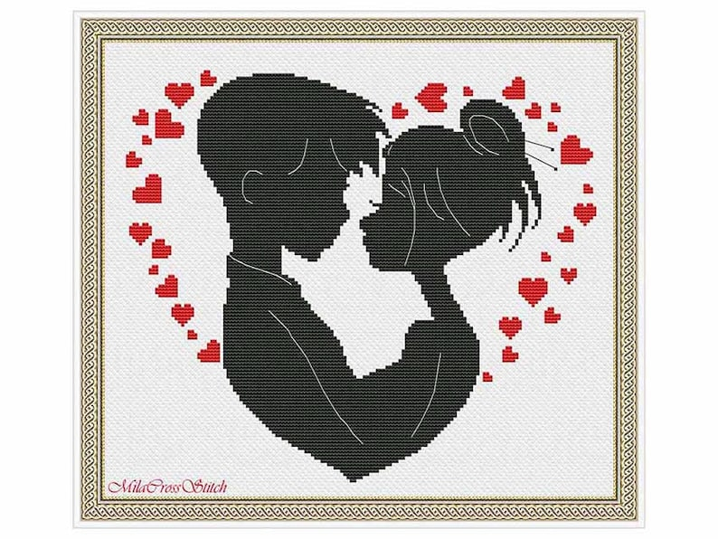 Modern Couple In Love Cross Stitch Pattern PDF Love Xstitch Etsy - Easy Romantic Cross Stitch Patterns