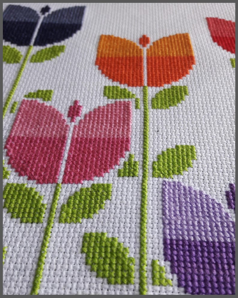 Modern Cross Stitch Pattern Floral Design Contemporary Etsy - Modern Cross Stitch Pattern Book