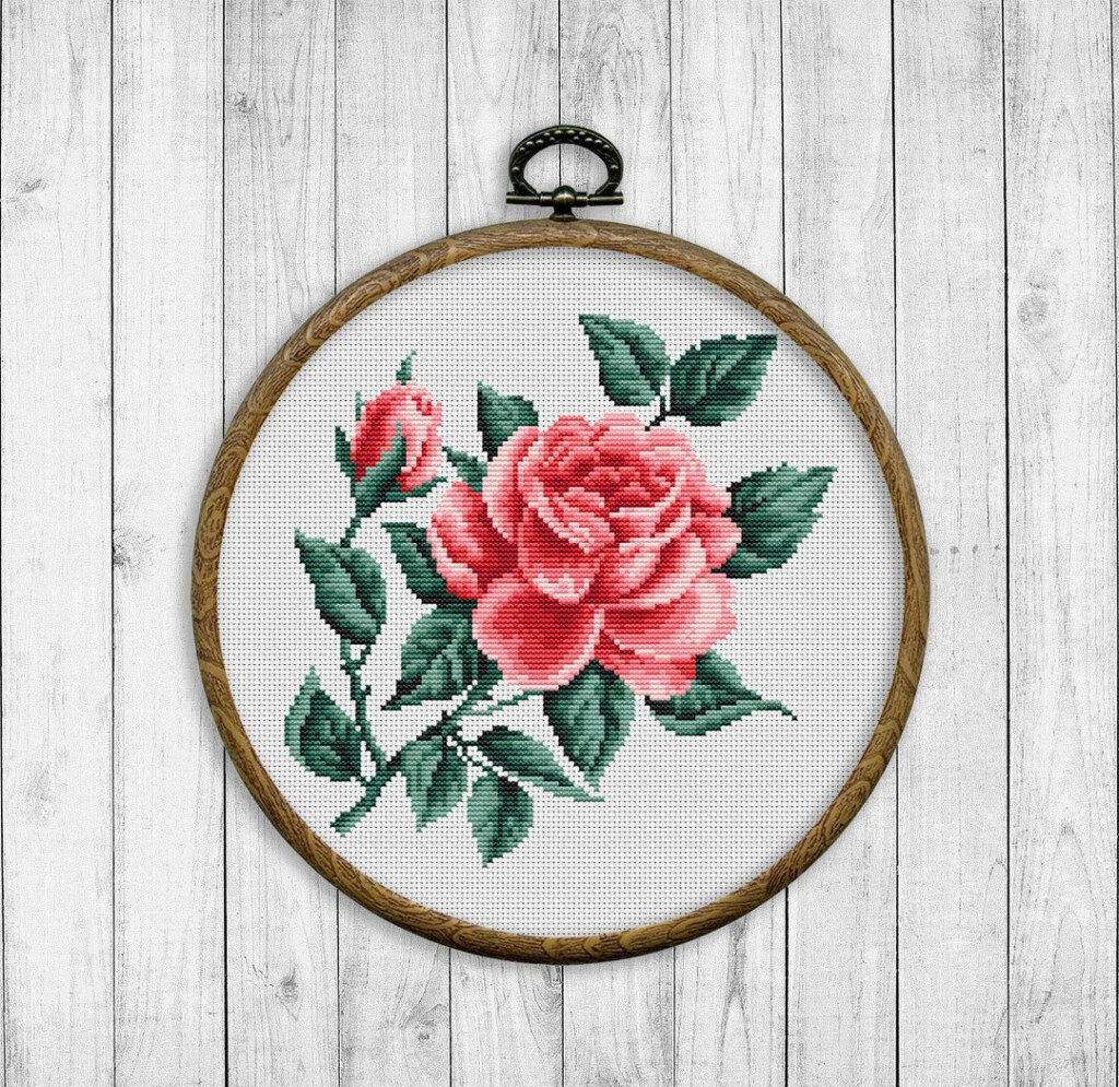 Modern Cross Stitch Pattern Rose Cross Stitch Pattern Flower Cross  - Cross Stitch Rose Pattern Free