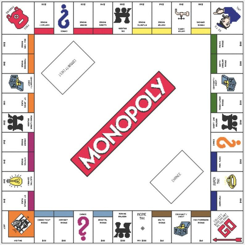 Monopoly Cross Stitch Pattern Etsy Nederland Kruissteekpatroon  - Monopoly Counted Cross Stitch Pattern