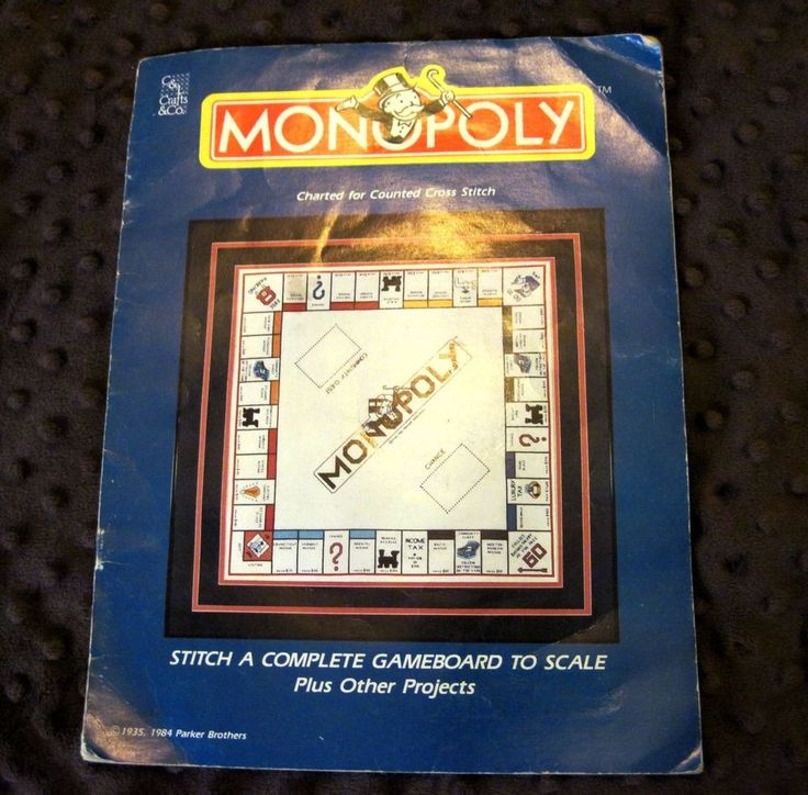 Monopoly Pattern Booklet Counted Cross Stitch A Gameboard To Scale 1984  - Monopoly Counted Cross Stitch Pattern