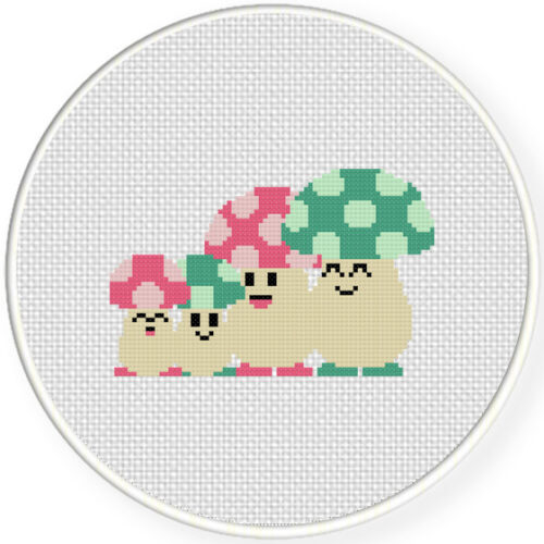Mushroom Family Cross Stitch Pattern Daily Cross Stitch - Cross Stitch Mushroom Pattern Free