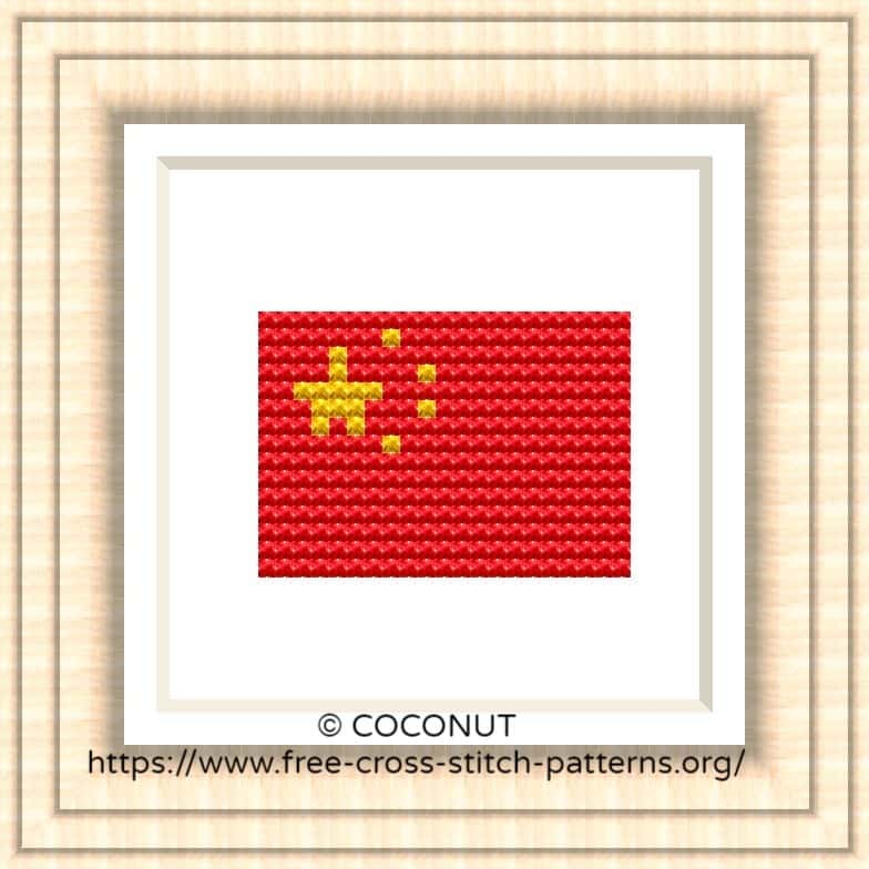 NATIONAL FLAG OF CHINA CROSS STITCH CHART Free Cross Stitch Pattern - Blue And White China Cross Stitch Patterns