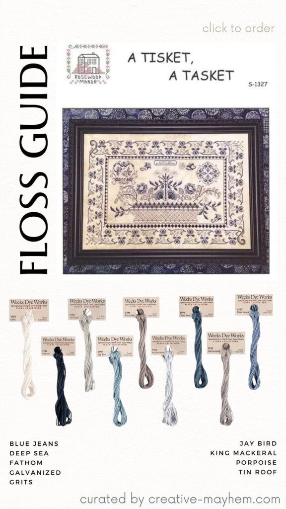 New Floss Guide Is Out A Tisket A Tasket By Rosewood Manor Simply  - A Tisket A Tasket Cross Stitch Pattern