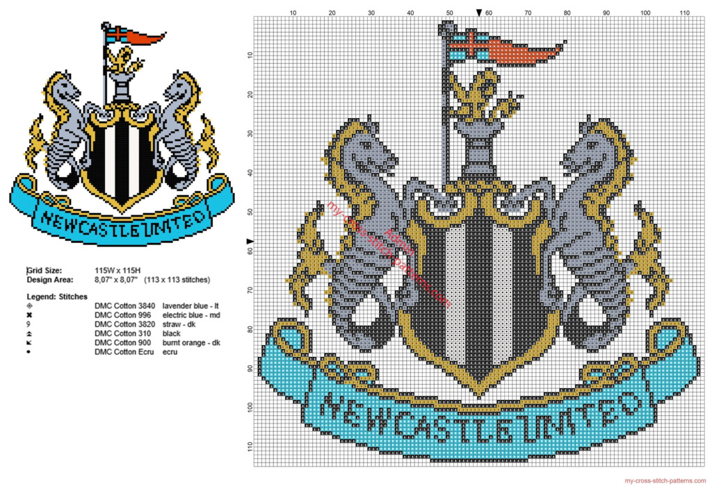 Newcastle United Football Club Logo Badge Cross Stitch Pattern Free  - Manchester United Cross Stitch Pattern