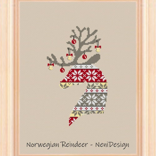 Norwegian Reindeer Cross Stitch Pattern Reindeer Cross Etsy - Free Cross Stitch Reindeer Pattern
