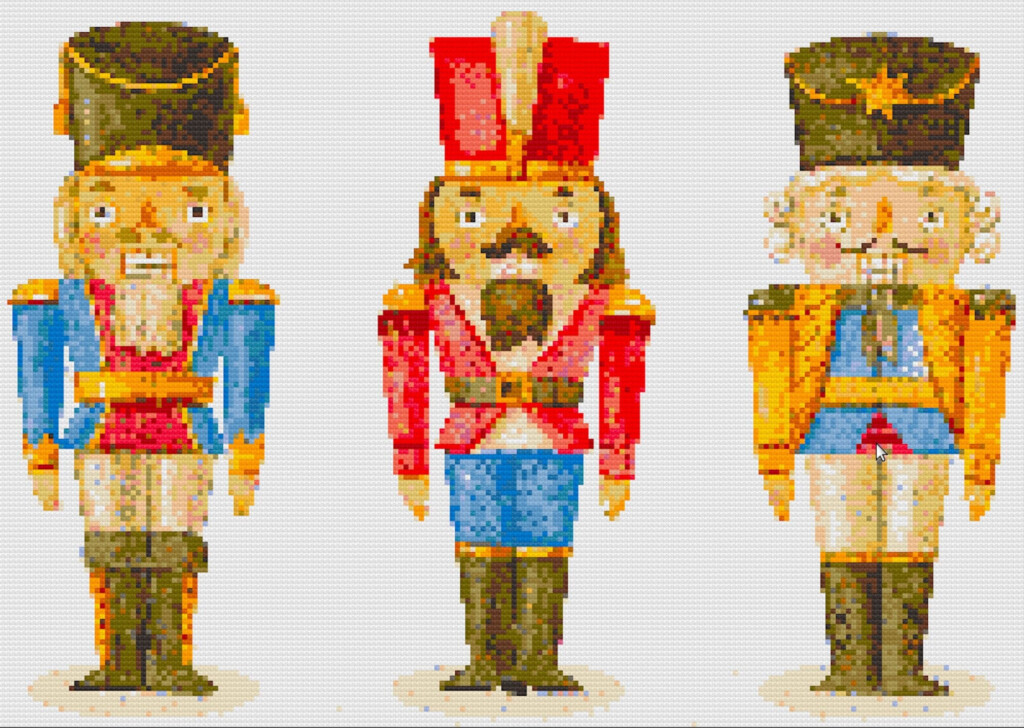 Nutcracker Cross Stitch Patterns 3 Nutcrackers Christmas Printable PDF  - Free Nutcracker Cross Stitch Patterns