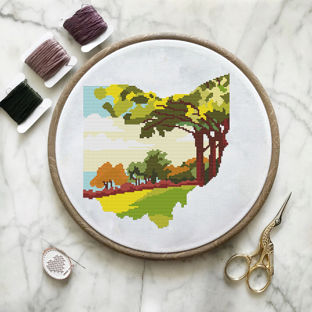 Ohio State Cross Stitch Pattern Ohio Landscape USA Ohio State Etsy - Ohio State Cross Stitch Pattern