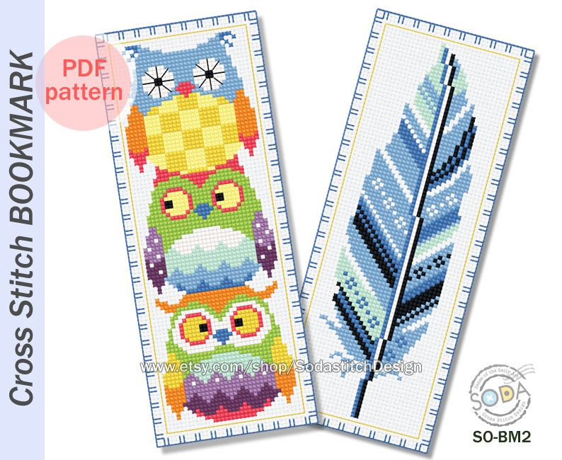 Owl Bookmark Cross Stitch Pattern cross Stitch Chart counted Cross  - Owl Bookmark Cross Stitch Pattern