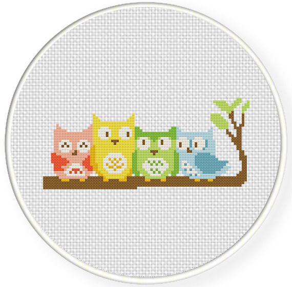 Owl Friends Cross Stitch Pattern Daily Cross Stitch - Easy Owl Cross Stitch Patterns