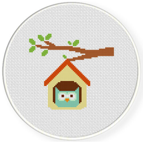 Owl Home Cross Stitch Pattern Daily Cross Stitch - Easy Owl Cross Stitch Patterns