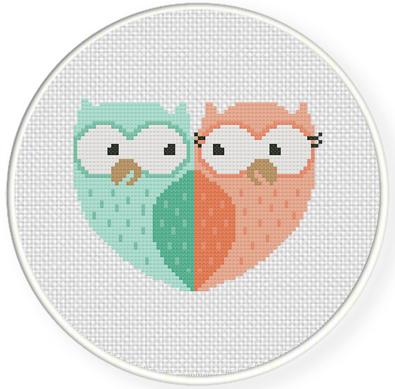 Owl Sweethearts Cross Stitch Pattern Daily Cross Stitch - Easy Owl Cross Stitch Patterns