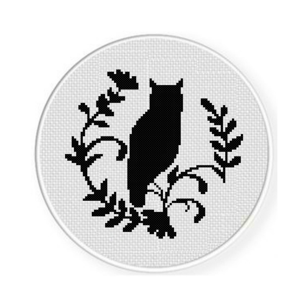 Owl Wreath Silhouette Cross Stitch Pattern Daily Cross Stitch - Most Difficult Cross Stitch Pattern