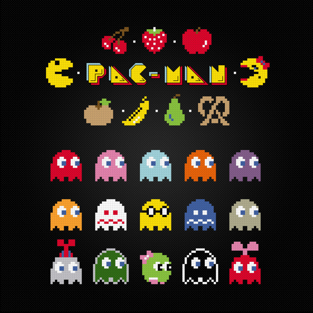 Pac Man Cross Stitch Pattern - Pac Man Cross Stitch Pattern