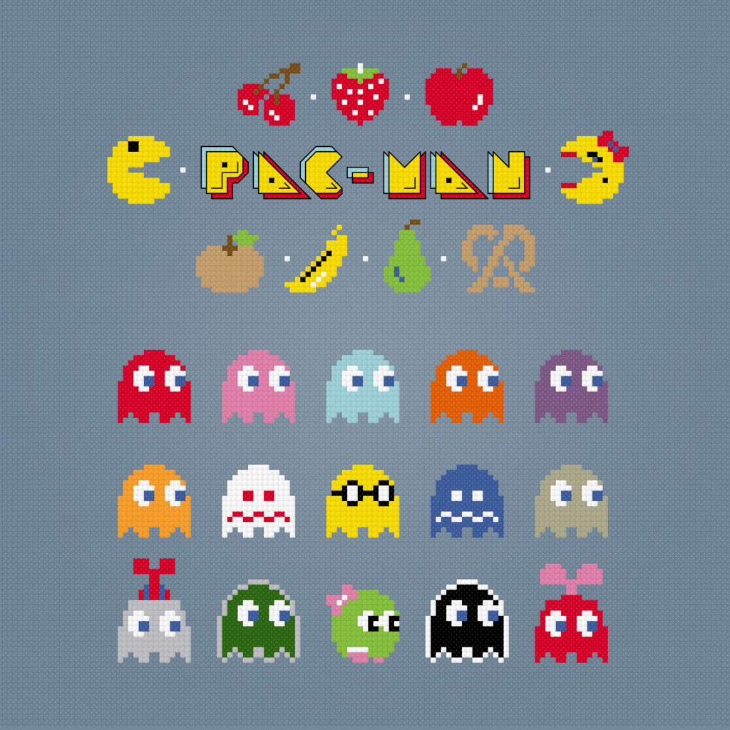 Pac Man Cross Stitch Pattern - Pac Man Cross Stitch Pattern