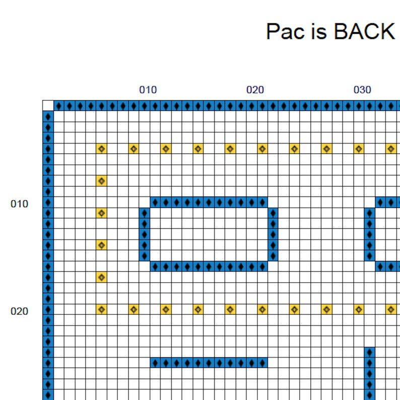 Pac Man Cross Stitch Pattern Modern Cross Stitch Beginner Etsy - Pac Man Cross Stitch Pattern