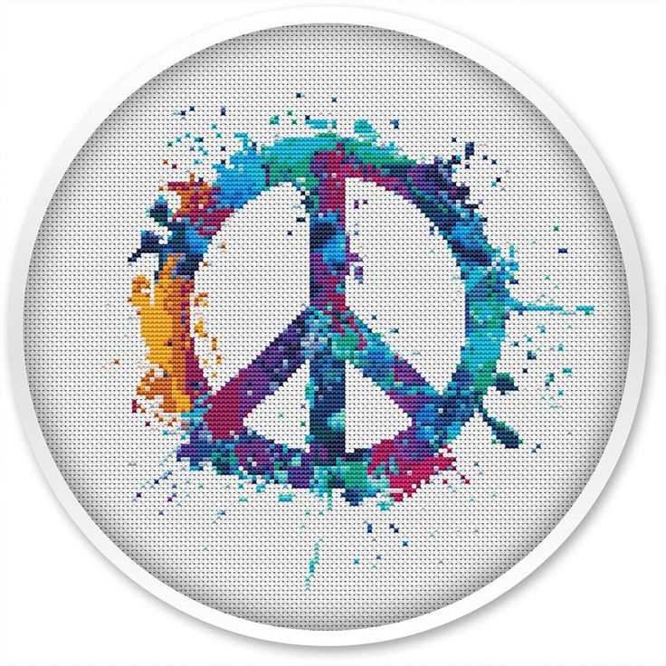 Peace Sign Cross Stitch Pattern Free Shipping Cross Stitch Etsy  - Cross Stitch Peace Sign Pattern