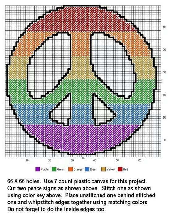 Peace Sign Plastic Canvas Letters - Cross Stitch Peace Sign Pattern