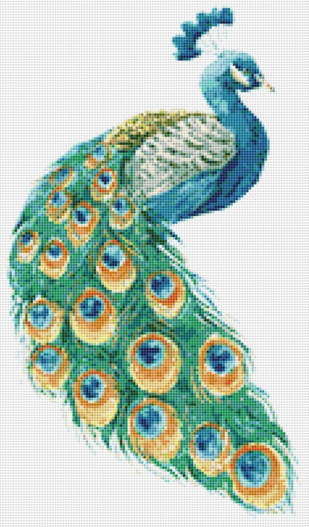 Peacock Cross Stitch Pattern 1 Instant PDF Download Peacock Watercolor  - Peacock Cross Stitch Pattern Free Download