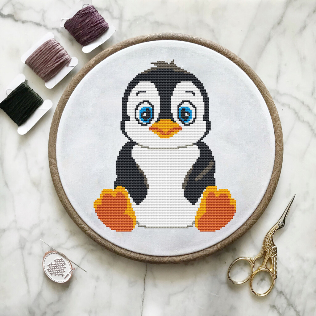 Penguin Penguin Cross stitch Cute Nursery Decor Penguin Cross Stitch  - Penguin Cross Stitch Pattern Free
